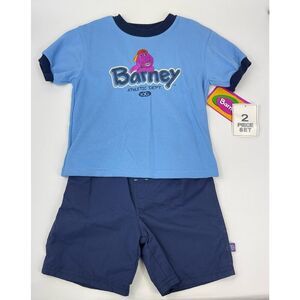 NWT 2002 Vintage Barney Kids Shirt and Shorts Set 4T Boy‎
